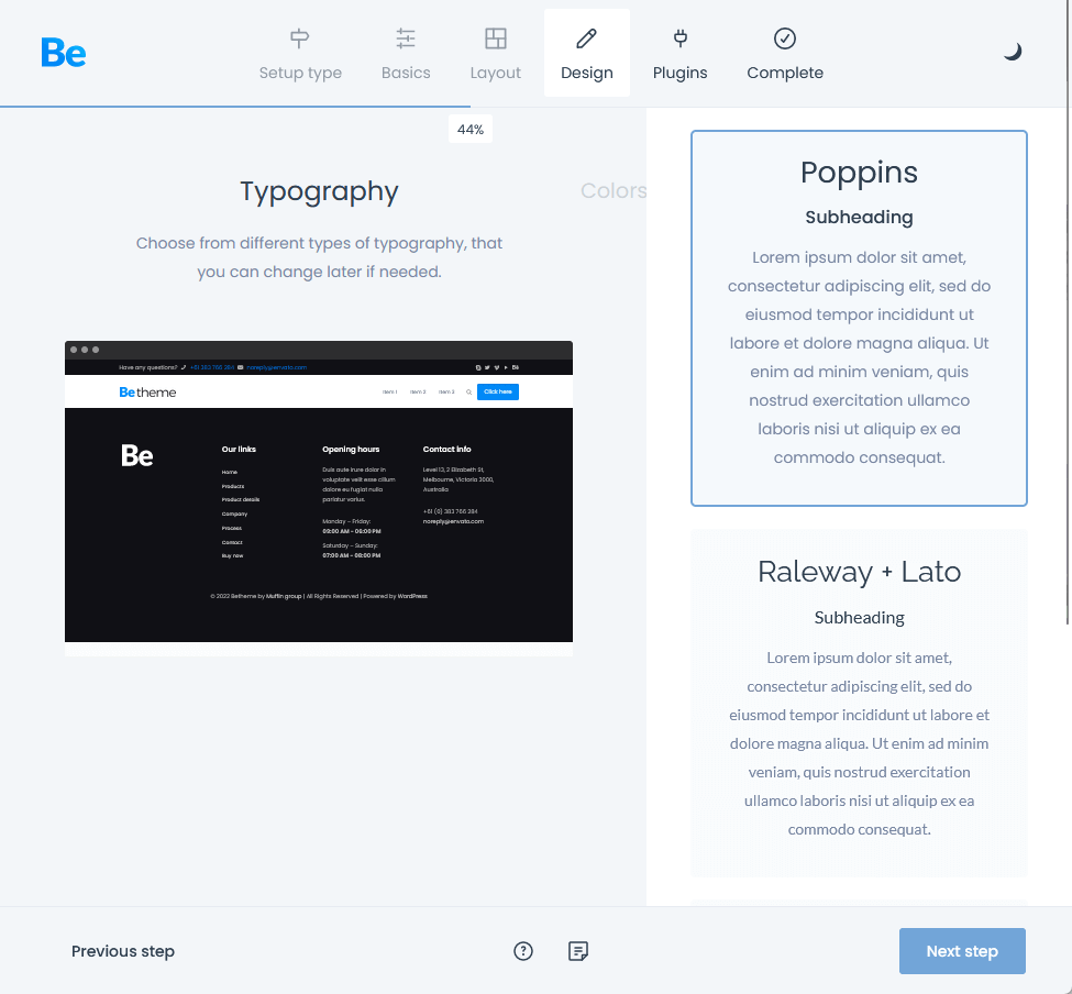 Betheme WordPress Design Setting