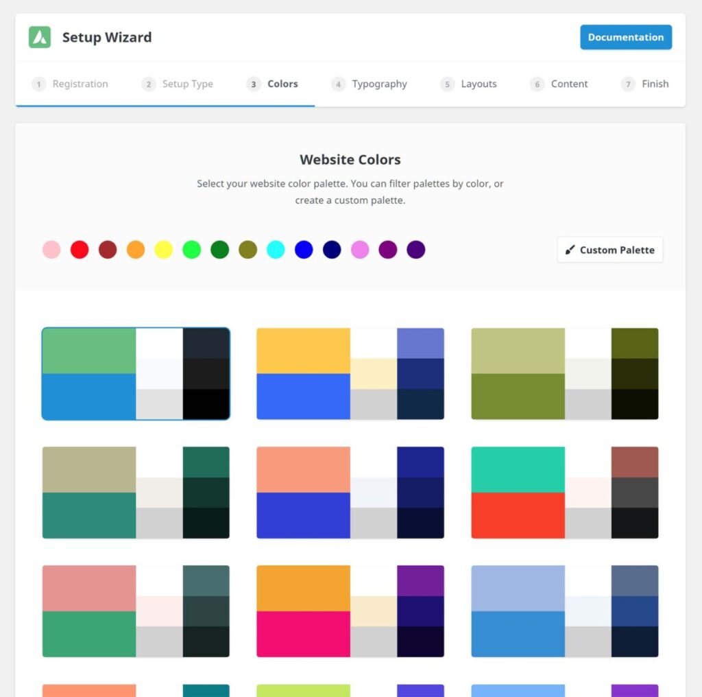 Choose Color for New Website Wizard