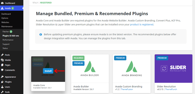 Hover your Mouse Over the recommended Plugins & Click on Install