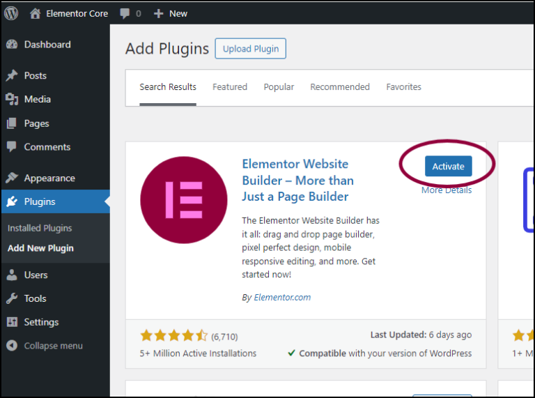 Activate the  Elementor Plugin