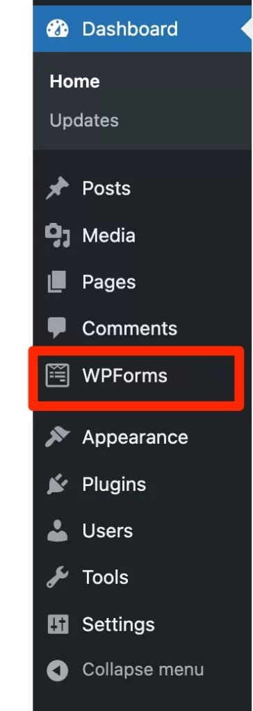 WPForms Menu